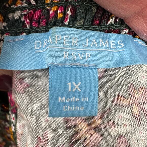 Draper James Mini Floral Ruffled Blouse Smocking Prairie Cottage Core Women's 1X - Picture 11 of 14